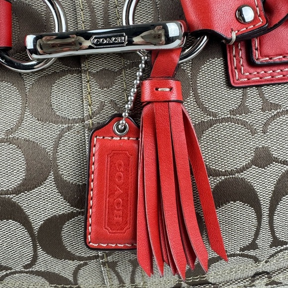 Coach Hampton Signature Canvas Leather Handbag Medium Size. - Picture 3 of 17
